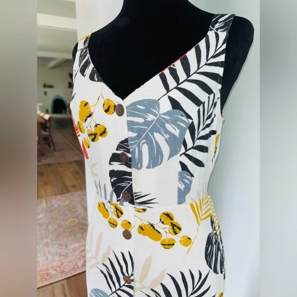 Monteau Los Angeles Women's Rayon Linen Tropical Sleeveless Sun Dress small - Picture 4 of 6